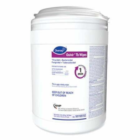 EAT-IN 6 x 6.9 Oxivir TB Disinfectant Wipes, White - 160 Per Canister EA3752245